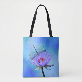 Dragonfly on Water Lily All-Over Print Tas