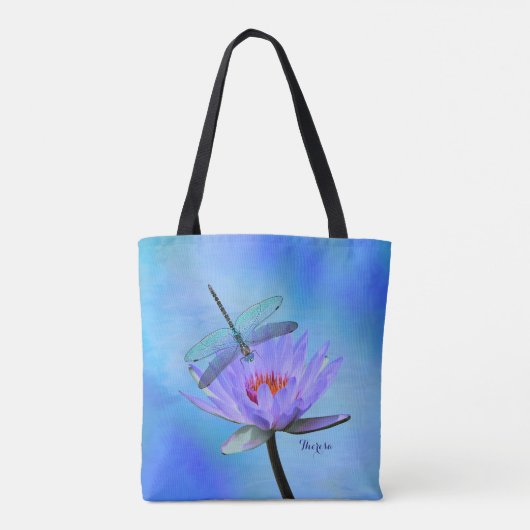 Dragonfly on Water Lily All-Over Print Tas (Achterkant)