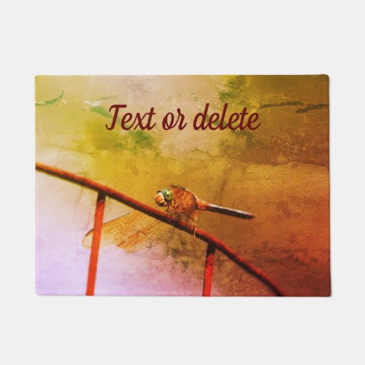 Dragonfly on Wire Fence Abstract gepersonaliseerd Deurmat (Voorkant)