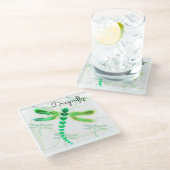 Dragonfly | Onderzetter van groene glas (Schuin)