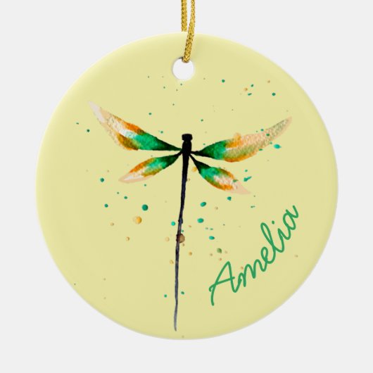 Dragonfly-ontwerp voor schattige waterverf keramisch ornament (Voorkant)