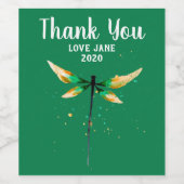 Dragonfly-ontwerp voor schattige waterverf wijn etiket (Enkel label)
