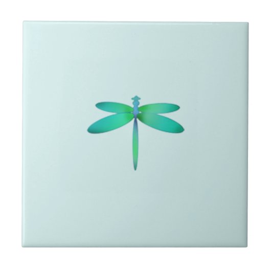 Dragonfly op Blue Tile Tegeltje (Voorkant)