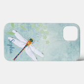 dragonfly op de voorzige Floral achtergrond Case-Mate iPhone Case (Achterkant (horizontaal))