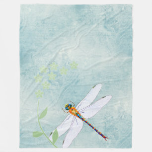  dragonfly op de voorzige Floral achtergrond Fleece Deken
