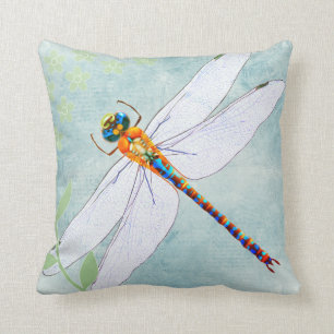  dragonfly op de voorzige Floral achtergrond Kussen