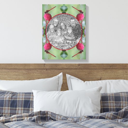 Dragonfly op Dogwood Fruit Creëer Uw eigen foto Canvas Afdruk (Insitu (Slaapkamer))