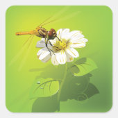 Dragonfly op een vlakke vierkant Sticker (Voorkant)