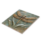Dragonfly op Grass Faux Relief Tegeltje (Zijkant)
