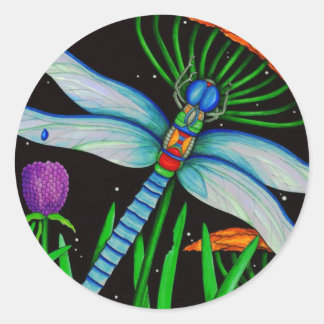 Dragonfly op Rest Ronde Sticker