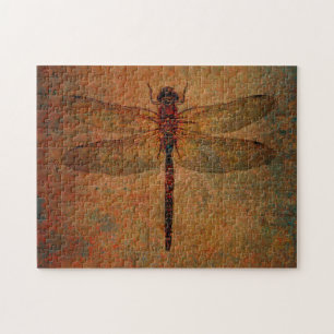 Dragonfly op verdringerige achtergrond Puzzle Legpuzzel