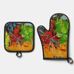 Dragonfly Oven Mitt en Pot Houders Ovenwant & Pannenlap Set