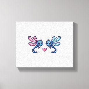 Dragonfly paar in liefde dierlijke Valentijnsdag Canvas Afdruk
