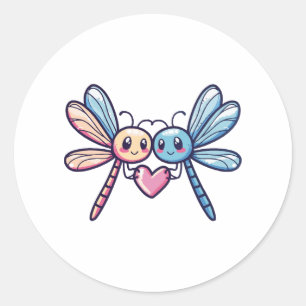 Dragonfly paar in liefde dierlijke Valentijnsdag Ronde Sticker