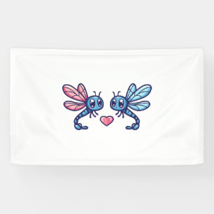 Dragonfly paar in liefde dierlijke Valentijnsdag Spandoek
