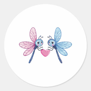 Dragonfly paar liefde paar in liefde ronde sticker
