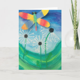 Dragonfly & Paardebloem Waterverf Blank Kaart