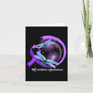 Dragonfly Paarse lint Overdose Awareness 2 Kaart
