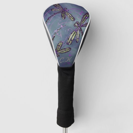 Dragonfly Paarse nachtvlucht Golfheadcover (Voorkant)