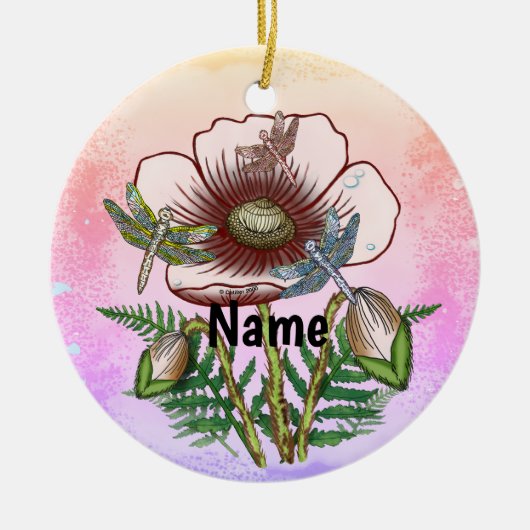 Dragonfly Pale Poppy Keramisch Ornament (Voorkant)