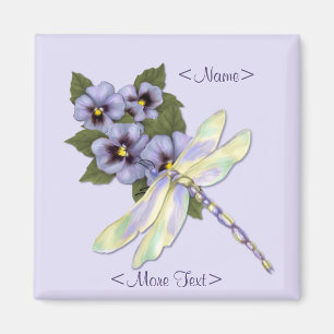 Dragonfly & Pansies - Aanpassen Magneet
