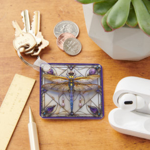 Dragonfly Parels Amethist Gouden Moeder van Parel Sleutelhanger