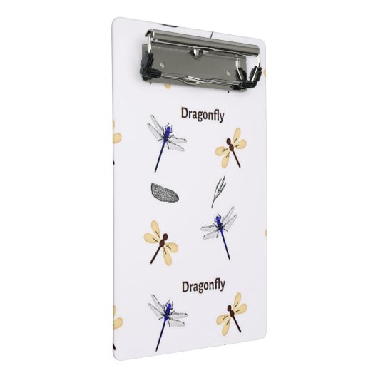 Dragonfly-patroon op wit mini klembord (Schuin)