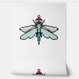 Dragonfly Pixelated Christmas - Grappige libel Behang
