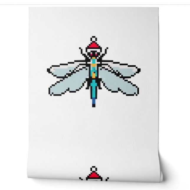 Dragonfly Pixelated Christmas - Grappige libel Behang (Afrollen)
