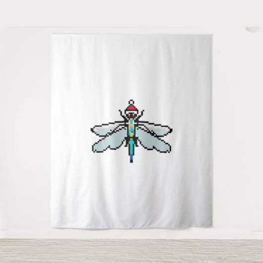 Dragonfly Pixelated Christmas - Grappige libel Wandkleed (Voorkant)