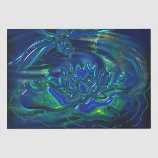 Dragonfly Pond 3D Glas Gemengde Media Tissuepapier (Voorkant)