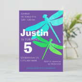 Dragonfly Purple Boy 5e Anniversaire Invitation (Debout devant)