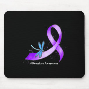 Dragonfly Purplean Ribbon Overdose Awareness Supp Muismat