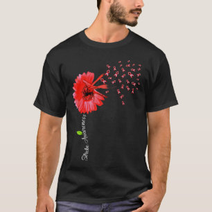 Dragonfly Red Brain Aneurysm Awareness Support Str T-shirt