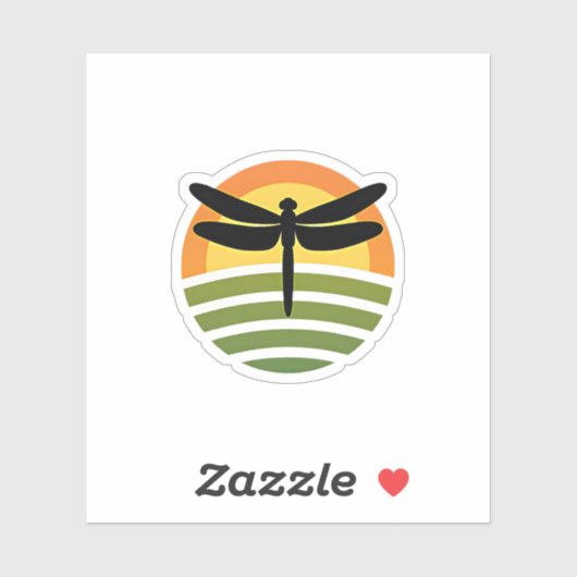 Dragonfly Retro (1) Sticker (Vel)