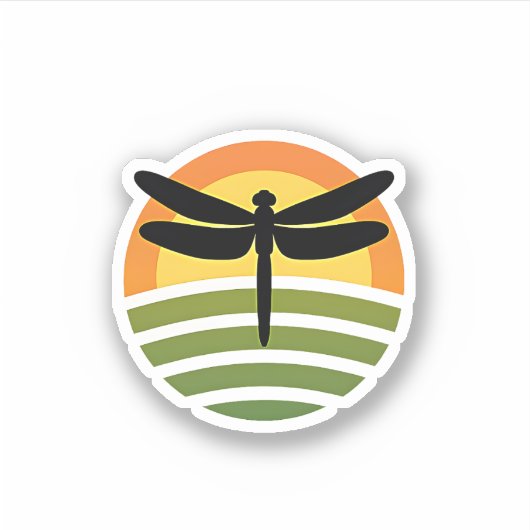 Dragonfly Retro (1) Sticker (Voorkant)