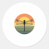 Dragonfly Retro (2) Ronde Sticker (Voorkant)