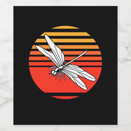 Dragonfly Retro  Wijn Etiket (Enkel label)