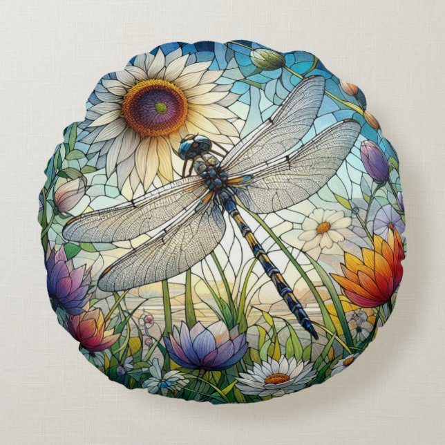 Dragonfly Rond Kussen (Voorkant)