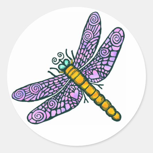 Dragonfly Ronde Sticker (Voorkant)