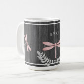 Dragonfly rose Russe Personnalisé café Mug (Devant gauche)