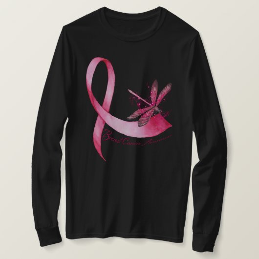 Dragonfly roze Borstkanker bewustzijn T-shirt (Design voorkant)