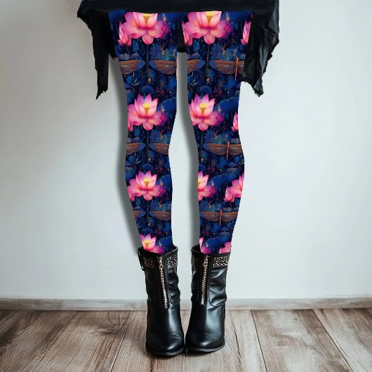 Dragonfly & Roze Lotus Design Leggings