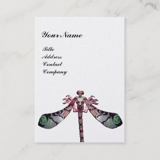 DRAGONFLY, roze zwart wit parelpapier Visitekaartje (Voorkant)