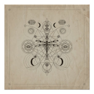 Dragonfly Sacred Geometry Compositie Perfect Poster