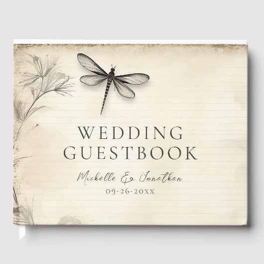 Dragonfly Schets Tijdschrift Bruiloft Gastenboek (Voorkant)