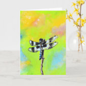 Dragonfly schilderen kaart (Gele Bloem)