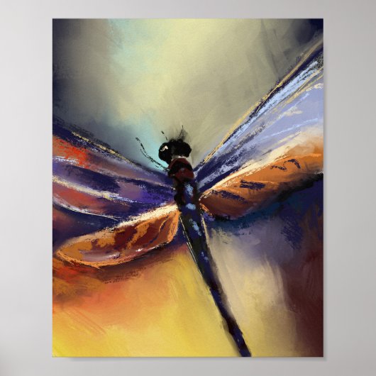 Dragonfly schilderij poster (Voorkant)