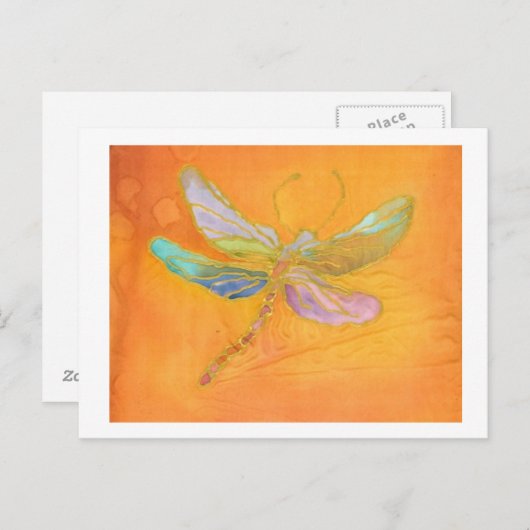 Dragonfly Silk peinture Carte postale (Devant / Derrière)