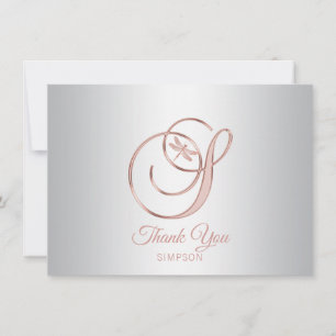 Dragonfly Silver Grey Roos Gold Dank u   S Bedankkaart